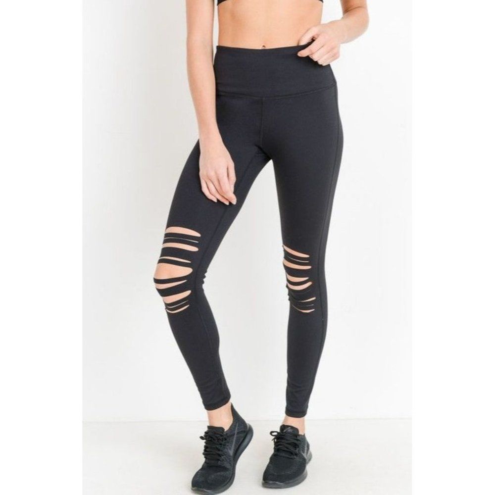 Athletic Laser-Cut High Waist Leggings Black
